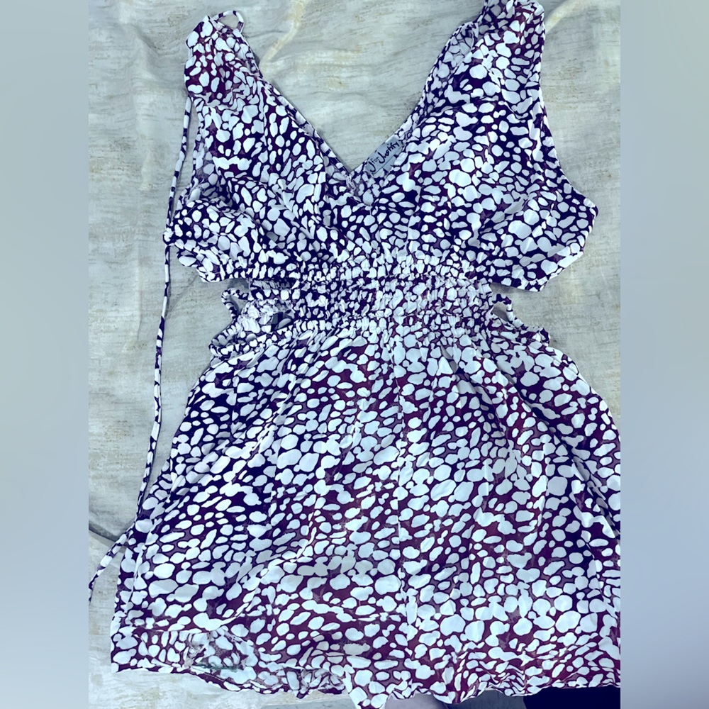 J for Justice White and Purple Romper